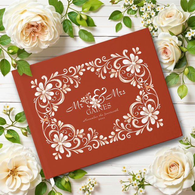 Brick Red Shabby Chic Wedding Guest Book (Creator Uploaded)