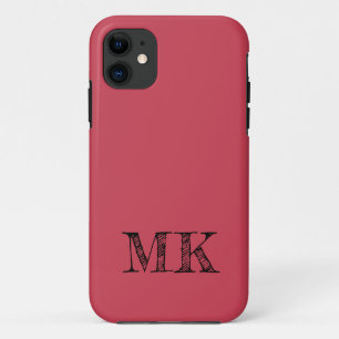 Brick Red Solid Color   Custom Minimal Initial  iPhone 11 Case