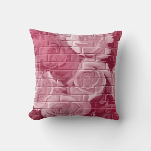 Brick Roses 14_Mauve_Square Throw Pillow