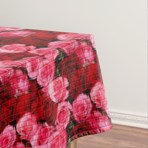 BRICK ROSES PINK_RED_52x70 COTTON TABLECLOTH