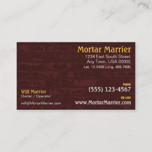 Brick & Stone Mason Contractor Professional Business Card