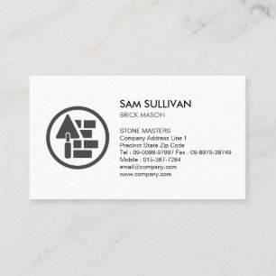 Brick Stone Mason Masonry Construction Business Card