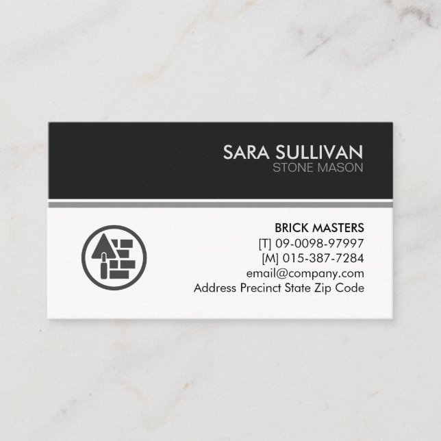 Brick Stone Mason Masonry Construction Business Card (Front)
