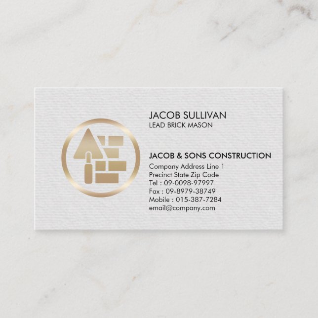 Brick Stone Mason Masonry Construction Business Card (Front)