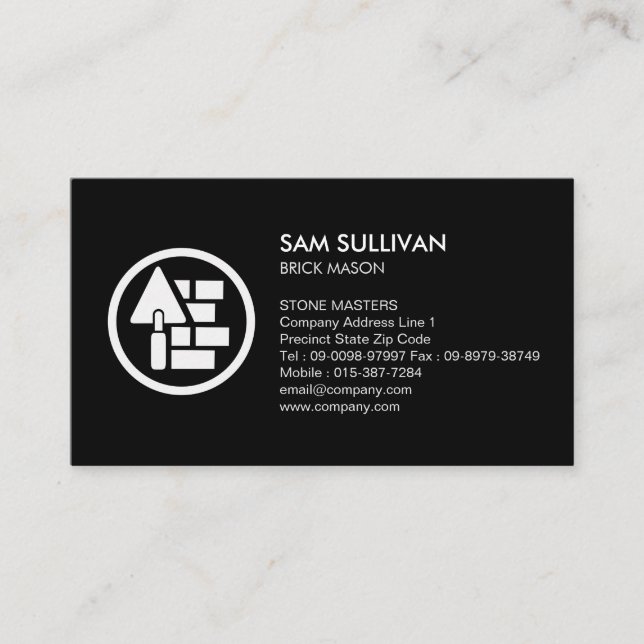 Brick Stone Mason Masonry Construction Business Card (Front)