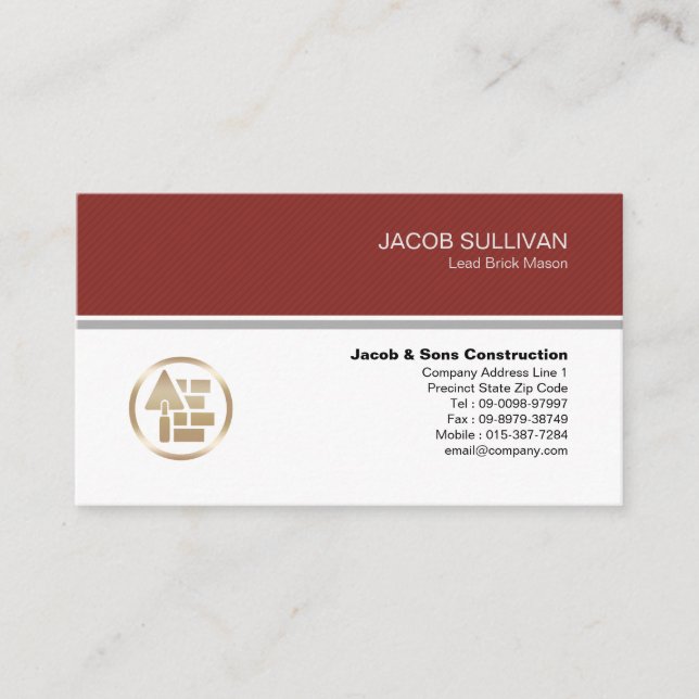 Brick Stone Mason Masonry Construction Business Card (Front)