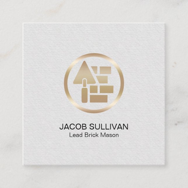 Brick Stone Mason Masonry Construction Square Business Card (Front)