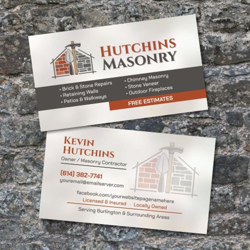 Brick & Stone Masonry Contractor Business Card