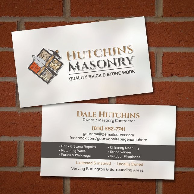 Brick & Stone Masonry Contractor Business Card (Creator Uploaded)