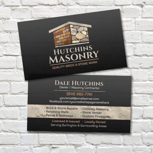 Brick & Stone Masonry Contractor Business Card (Creator Uploaded)