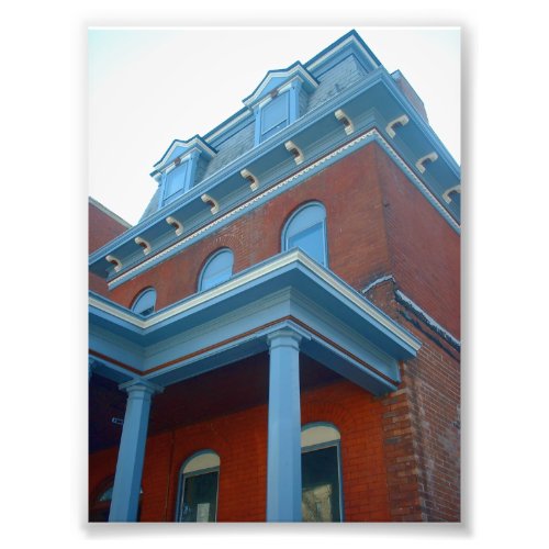 Brick Victorian House with Colonial Blue Trim Photo Print