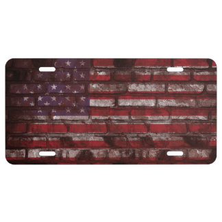 Brick Wall American Flag License Plate
