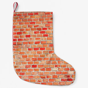 Brick wall background or texturebrick, design, int small christmas stocking