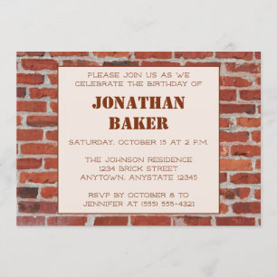 Brick Wall Birthday Party Invitation