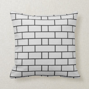 Brick wall black and white throw pillow