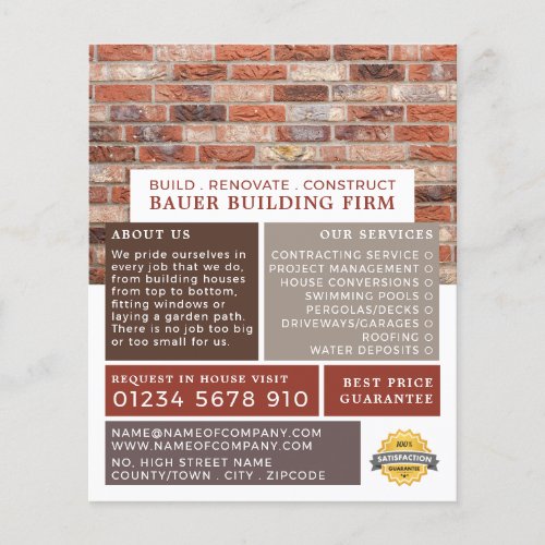 Brick Wall Building Firm Builders Advertising Flyer