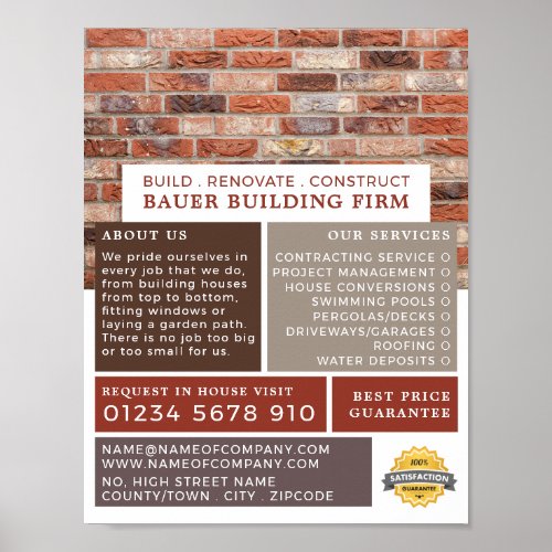 Brick Wall Building Firm Builders Advertising Poster
