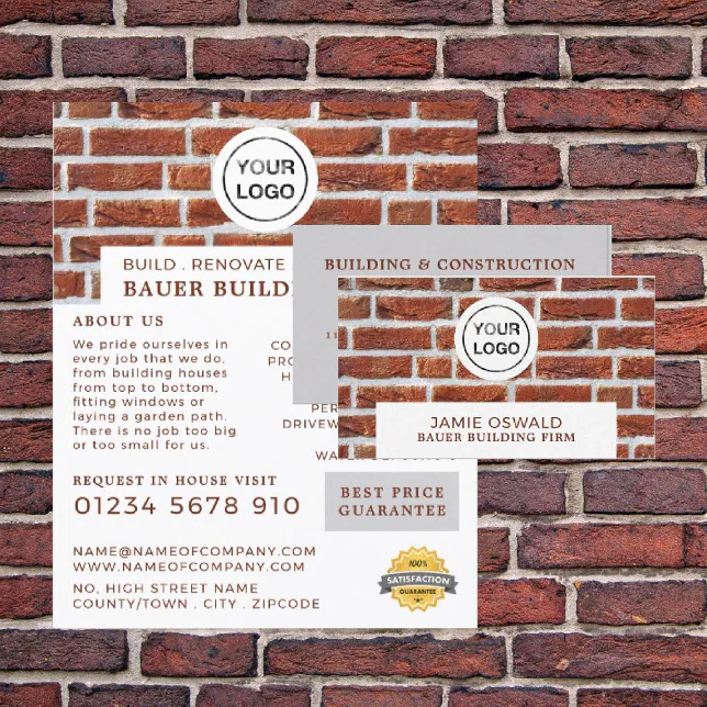 Advertising Bricklayer Sign Brick Wall, Building Firm Logo, Builders Advert Flyer | Zazzle
