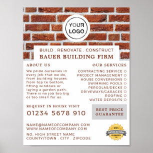 Brick Wall, Building Firm Logo, Builders Advert Poster