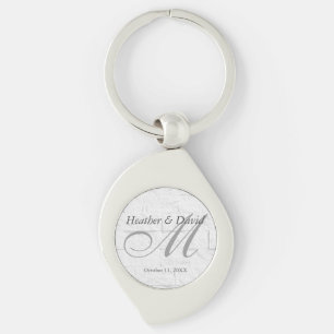Brick Wall Calligraphy Script Monogram Wedding Keychain
