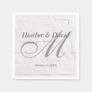 Brick Wall Calligraphy Script Monogram Wedding Napkins