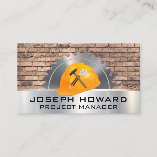 Brick wall  Circular Saw  Construction Tools Business Card