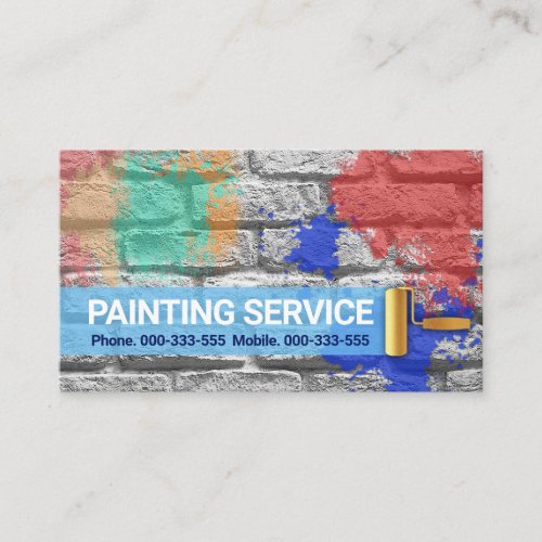 Brick Wall Colorful Paint Splatter  Business Card