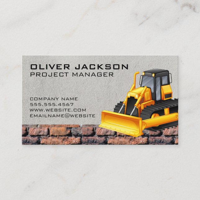 Brick Wall | Construction Vehicles Business Card (Front)