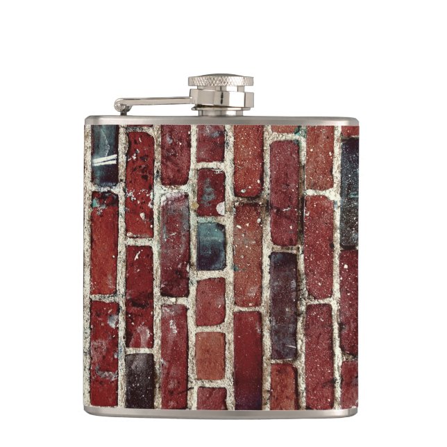 Brick Wall Cool Texture Pattern Hip Flask (Front)