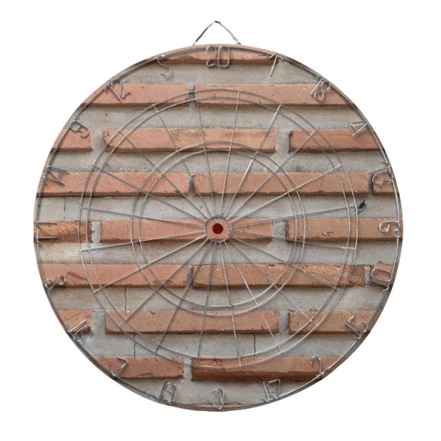 Brick wall dartboard with darts (Front)