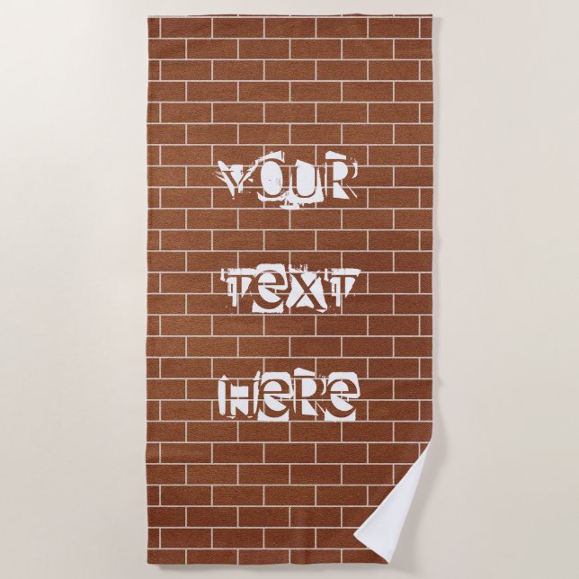 Brick Wall Design Beach Towel with Custom Text (Front)