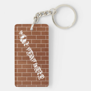 Brick Wall Design Keychain with Custom Text