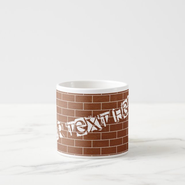 Brick Wall Espresso Cup Personalized Text (Front)