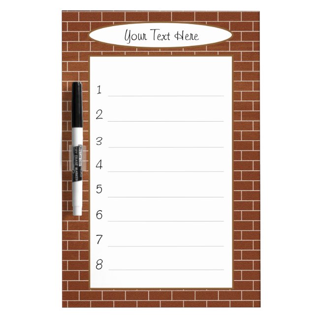Brick Wall Framed Dry Erase Board with Custom Text (Front)