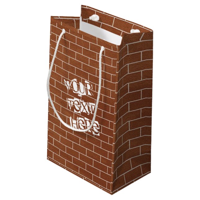 Brick Wall Gift Bag Personalized Text (Back Angled)