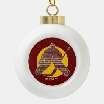 Brick Wall Goalie Ceramic Ball Christmas Ornament by eBrushDesign at Zazzle
