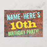 [ Thumbnail: Brick Wall Graffiti Inspired 10th Birthday + Name Invitation ]