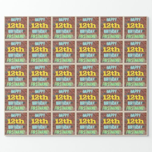 Brick Wall Graffiti Inspired 12th Birthday  Name Wrapping Paper