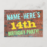 [ Thumbnail: Brick Wall Graffiti Inspired 14th Birthday + Name Invitation ]
