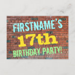 [ Thumbnail: Brick Wall Graffiti Inspired 17th Birthday + Name Invitation ]