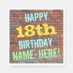 [ Thumbnail: Brick Wall Graffiti Inspired 18th Birthday + Name Napkins ]