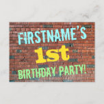 [ Thumbnail: Brick Wall Graffiti Inspired 1st Birthday + Name Invitation ]