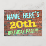 [ Thumbnail: Brick Wall Graffiti Inspired 20th Birthday + Name Invitation ]