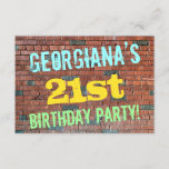 [ Thumbnail: Brick Wall Graffiti Inspired 21st Birthday + Name Invitation ]