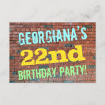 [ Thumbnail: Brick Wall Graffiti Inspired 22nd Birthday + Name Invitation ]