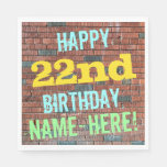 [ Thumbnail: Brick Wall Graffiti Inspired 22nd Birthday + Name Napkins ]
