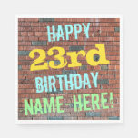 [ Thumbnail: Brick Wall Graffiti Inspired 23rd Birthday + Name Napkins ]