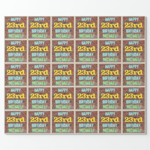 Brick Wall Graffiti Inspired 23rd Birthday  Name Wrapping Paper