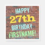 [ Thumbnail: Brick Wall Graffiti Inspired 27th Birthday + Name Napkins ]