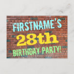 [ Thumbnail: Brick Wall Graffiti Inspired 28th Birthday + Name Invitation ]